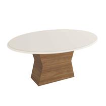 Mesa de Sala Jantar Tília c/Tampo Madeirado c/ Vidro 105x180cm Nogueira/Off White/Vidro Off White - Kappesberg Mesa de Sala Jantar Tília c/Tampo Madeirado c/ Vidro 105x180cm Nogueira/Off White/Vidro Off White - Kappesberg