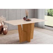 Mesa de Sala Jantar Vértice SC36 + Tampo Madeirado Reto 160x90cm Nature/Off White - Henn
