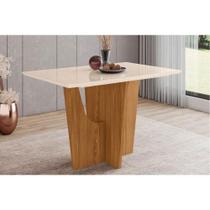 Mesa de Sala Jantar Vértice SC40 + Tampo Madeirado Vidro Reto 120x80cm Nature/Off White - Henn