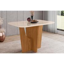 Mesa de Sala Jantar Vértice SC44 + Tampo Madeirado Vidro Curvo 120x80cm Nature/Off White - Henn
