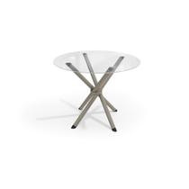 Mesa de Sala Jantar Volga c/ Tampo de Vidro Redondo 95cm Niquel - Kappesberg