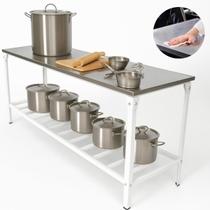 Mesa De Serviço Inox Linha Leve 190x55 Prateleira Manipulação- Innal