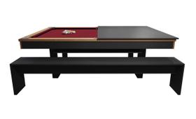 Mesa de Sinuca/Bilhar com Tampo de Jantar e 2 bancos - 2,00x1,10