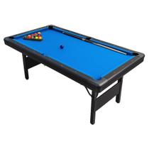 Mesa De Sinuca Bilhar Preta Com Bolas E Tacos Azul