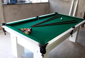 Mesa de Sinuca e Bilhar Charme Carlin Bilhares Superfície em Pedra de Ardósia 20mm 2,20 x 1,20 Branca Tx Tecido Verde Mesa de Sinuca e Bilhar Charme Carlin Bilhares Superfície em Pedra de Ardósia 20mm 2,20 x 1,20 Branca Tx Tecido Verde