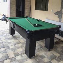 Mesa de Sinuca e Bilhar Charme Carlin Bilhares Superfície em Pedra de Ardósia 20mm 2,20 x 1,20 Preta Tx Tecido Verde