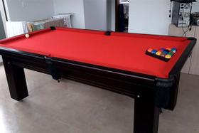 Mesa de Sinuca e Bilhar Diver Madeira Maciça Carlin Bilhares Superfície em Pedra de Ardósia 20mm 2,20 x 1,20 Tabaco Tecido Vermelho Mesa de Sinuca e Bilhar Diver Madeira Maciça Carlin Bilhares Superfície em Pedra de Ardósia 20mm 2,20 x 1,20 Tabaco Tecido Vermelho