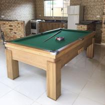 Mesa de Sinuca e Bilhar Gaveta Madeira Maciça Carlin Bilhares Superfície em Pedra de Ardósia 20mm 2,20 x 1,20 Cerejeira Tecido Verde