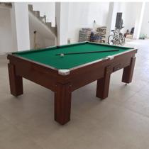 Mesa de Sinuca e Bilhar Gaveta Madeira Maciça Carlin Bilhares Superfície em Pedra de Ardósia 20mm 2,40 x 1,40 Imbuia Tecido Verde