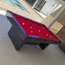 Mesa de Sinuca e Bilhar Sedução Carlin Bilhares Superfície em Pedra de Ardósia 20mm 2,20 x 1,20 Preta BL Tecido Vermelho