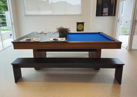 Mesa de Sinuca e Jantar com 2 Bancos - 2,52x1,40