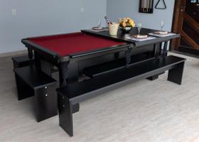 Mesa de Sinuca e Jantar com 4 Bancos - 1,96x1,06