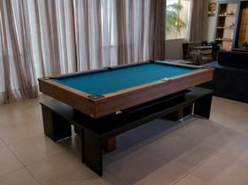 Mesa de Sinuca e Jantar com 4 Bancos - 2,34x1,34