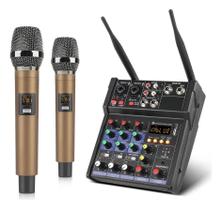 Mesa De Som 4 Canais 2 Microfones Home Mixer Bluetooth Usb