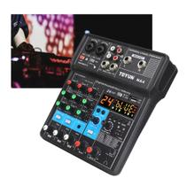 Mesa De Som 4 Canais Placa De Som Mixer de Áudio Profissional Bluetooth Teyun NA4 24 Efeitos 48V - VEDO
