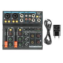 Mesa De Som 6 Canais Com USB Bluetooth MP3 Equalizador 2 Bandas Phantom Power