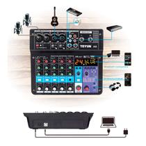 Mesa De Som 6 Canais Mixer Áudio Usb Smart Profissional A6 Conjunto Interface Externa - VEDO