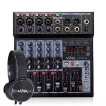 Mesa de Som 6 Canais USB e Bluetooth Voik VMX602PRO Com Fone Mesa de Som 6 Canais USB e Bluetooth Voik VMX602PRO Com Fone