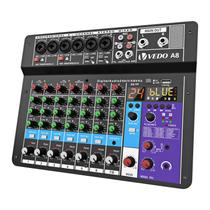 Mesa De Som 8 Canais Mixer Áudio Usb Smart Profissional A8 Conjunto Interface Externa