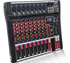 Mesa de Som 8 Canais Phantom Power Conexão USB Bluetooth LE711 - Leleon