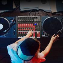 Mesa de Som 8 Canais Placa de Som Com Interface de Áudio Mixer Efeito Bluetooth USB MP3 +48V Mesa de Som 8 Canais Placa de Som Com Interface de Áudio Mixer Efeito Bluetooth USB MP3 +48V