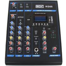 Mesa De Som Boxx Kg05 5 Canais Mixer Com Efeitos E Gravação