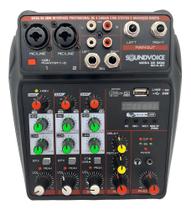 Mesa De Som Console Interface Soundvoice Mc4-Bt 4 Canais Blu