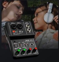 Mesa De Som Interface De Áudio Mixer Teyun Q-12 Gravação Profissional