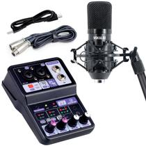 Mesa de som / interface waldman podcast 2.0 + microfone vokal p/ sv80x xlr