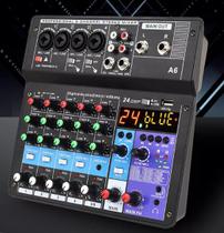Mesa De Som Mixer 6 Canais Áudio Usb Smart Profissional A6 Conjunto Interface Externa