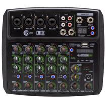 Mesa de som mixer custom sound 6 canais usb bluetooth cmx 6c preto