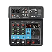 Mesa De Som Mixer de Áudio Profissional 4 Canais Placa De Som Bluetooth VEDO NA4 24 Efeitos 48V