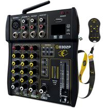 Mesa de Som Player Mixer M0302P Eros 3 Canais DJ Equalizador Bluetooth USB FM c/ Controle