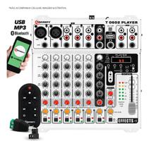Mesa De Som Player T0602 Taramps Efeito Echo Fx Rca Xlr P10 T 0602 6 Entradas Mixer 12v Equalizador Mp3 Usb Fm Bluetooth