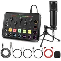 Mesa de som recarregável Wegrower com tripé para jogos e podcasting - Phantom Power de 48 V, duas entradas para microfone, iluminação RGB, cancelamento de ruído com 1 clique, trocador de voz, plug and play (W-11BK) Mesa de som recarregável Wegrower com tripé para jogos e podcasting - Phantom Power de 48 V, duas entradas para microfone, iluminação RGB, cancelamento de ruído com 1 clique, trocador de voz, plug and play (W-11BK)