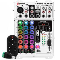Mesa de Som Taramps T 0302 Player 3 Canais Bluetooth RGB Efeitos Luz Multicolor Vu com Controle Longa Distância