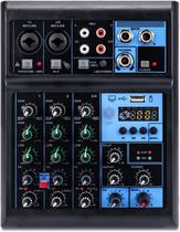 Mesa de som W IN-MIX UT4 de 4 canais com Bluetooth, USB e phantom de 48 V