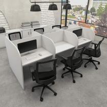 Mesa de Trabalho Atendimento para 6 Pessoas 2,80m Cinza F5