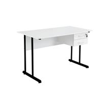 Mesa de Trabalho c/ 2 gavetas 1500x600mm Branco/preto Mdf 15mm Mesa de Trabalho c/ 2 gavetas 1500x600mm Branco/preto Mdf 15mm