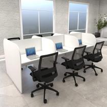 Mesa de Trabalho Call Center para 6 Pessoas 2,77m Branco F5 - F5 Office