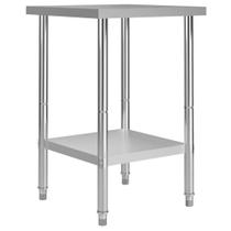 Mesa de trabalho de cozinha vidaXL em aço inoxidável com prateleira de armazenamento