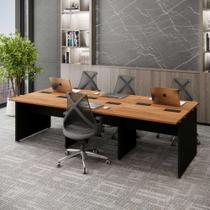 Mesa de Trabalho Escritório para 6 pessoas 2,70m Nogal F5