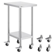 Mesa de trabalho VEVOR em aço inoxidável 60x45x96cm com 4 rodas Mesa de trabalho VEVOR em aço inoxidável 60x45x96cm com 4 rodas