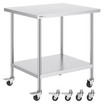 Mesa de trabalho VEVOR em aço inoxidável 76x91x97cm com 4 rodas Mesa de trabalho VEVOR em aço inoxidável 76x91x97cm com 4 rodas