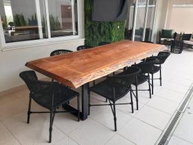 Mesa De Tronco Com Bordas Orgânicas e Pés de Ferro Made Wood 250x100