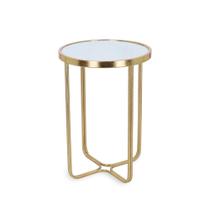 Mesa Decorativa em Metal Dourado com Espelho 50cm 18946 Mart