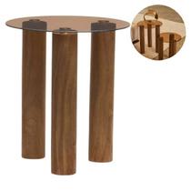 Mesa Decorativa Multiuso Em Madeira E Vidro Design Rústico