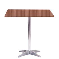 Mesa Delta em Alumínio 75 cm (Alt) Base em X Tampo MDP Quadrado 60 cm (Larg) x 2,50 cm (Alt) Walnut