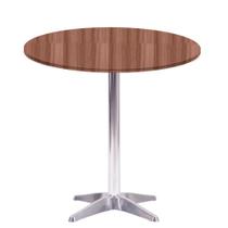Mesa Delta em Alumínio 75 cm (Alt) Base em X Tampo MDP Redondo 80 cm (Larg) x 2,50 cm (Alt) Walnut
