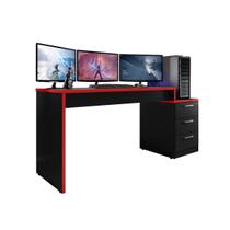 Mesa Desk Game DRX- 5000 Preto TX/ Vermelho TX - Móveis Leão